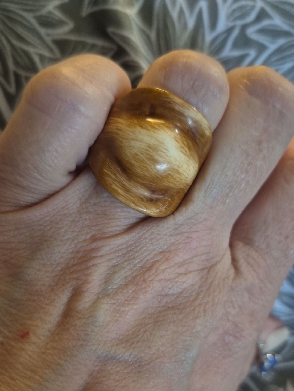 Honey Resin Dome Ring Warm Caramel Tone 7 - Picture 3 of 8